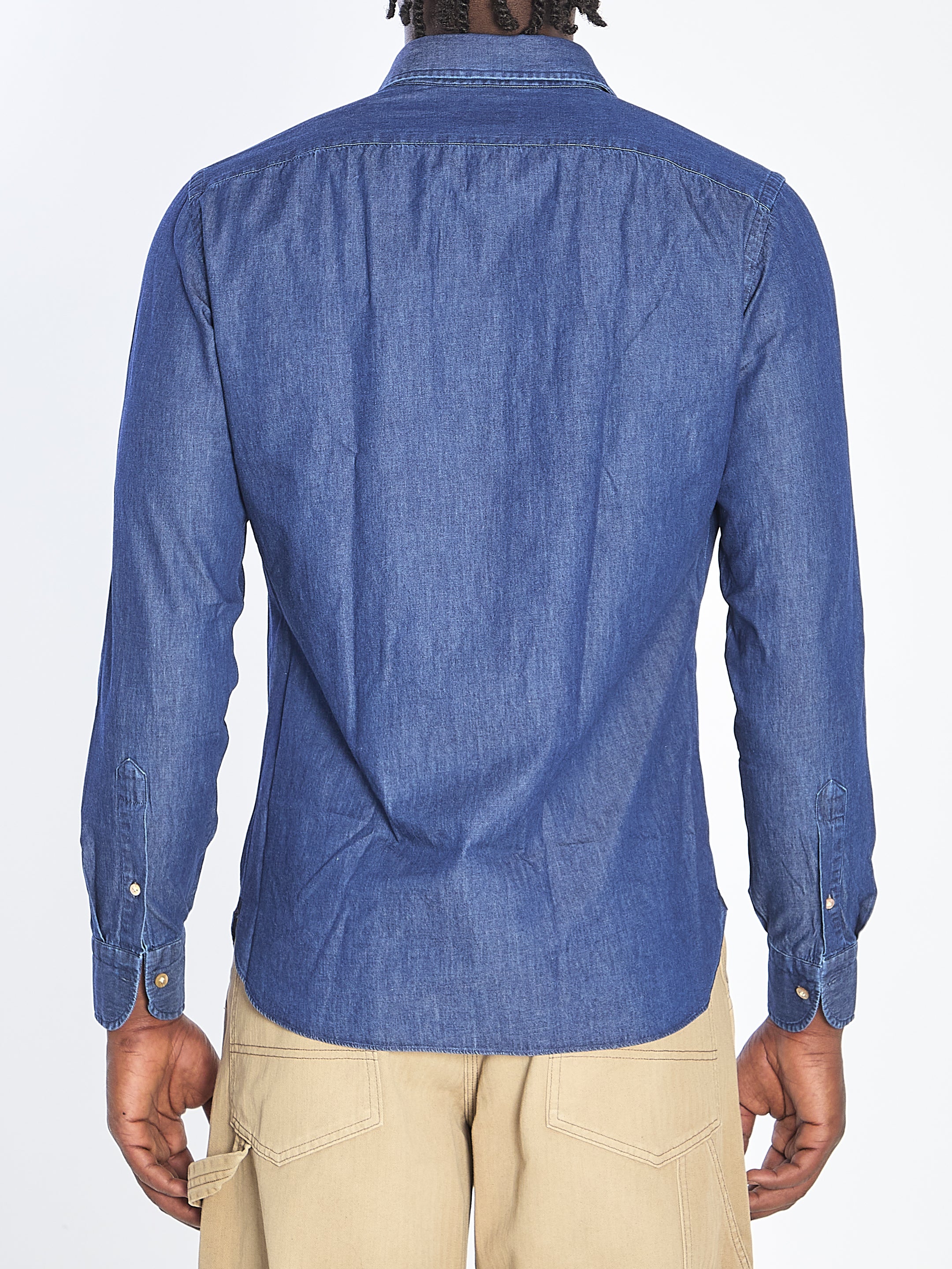 BORRIELLO Men's Regular Fit Denim Shirt with Marechiaro Collar - Size 41