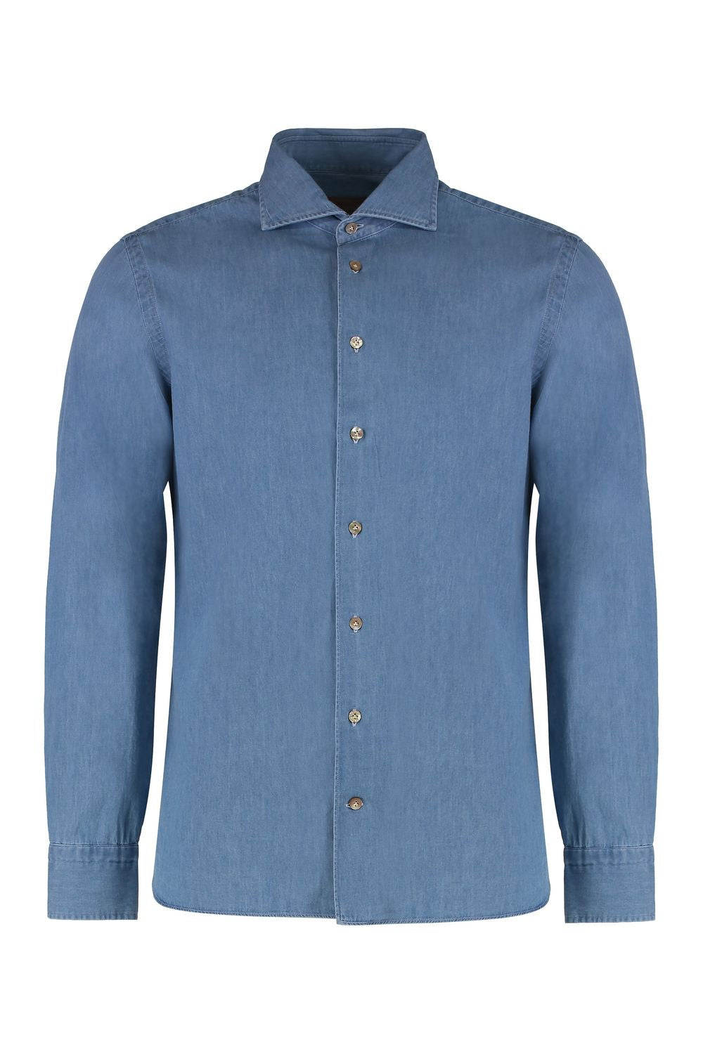 BORRIELLO Men's Denim Shirt with Nacre Buttons - SS25