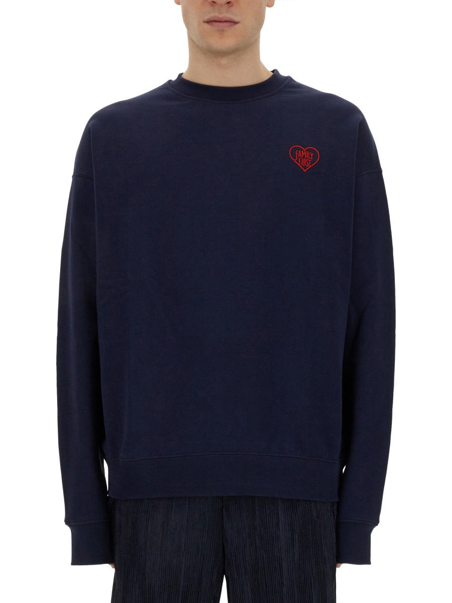 FAMILY FIRST Heart Embroidered Oversized Sweatshirt (Size L)