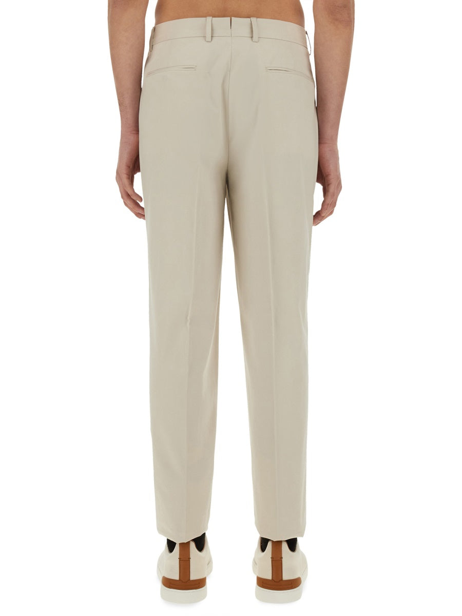 ZEGNA Men's Pleated Cotton Stretch Pants - Size 50