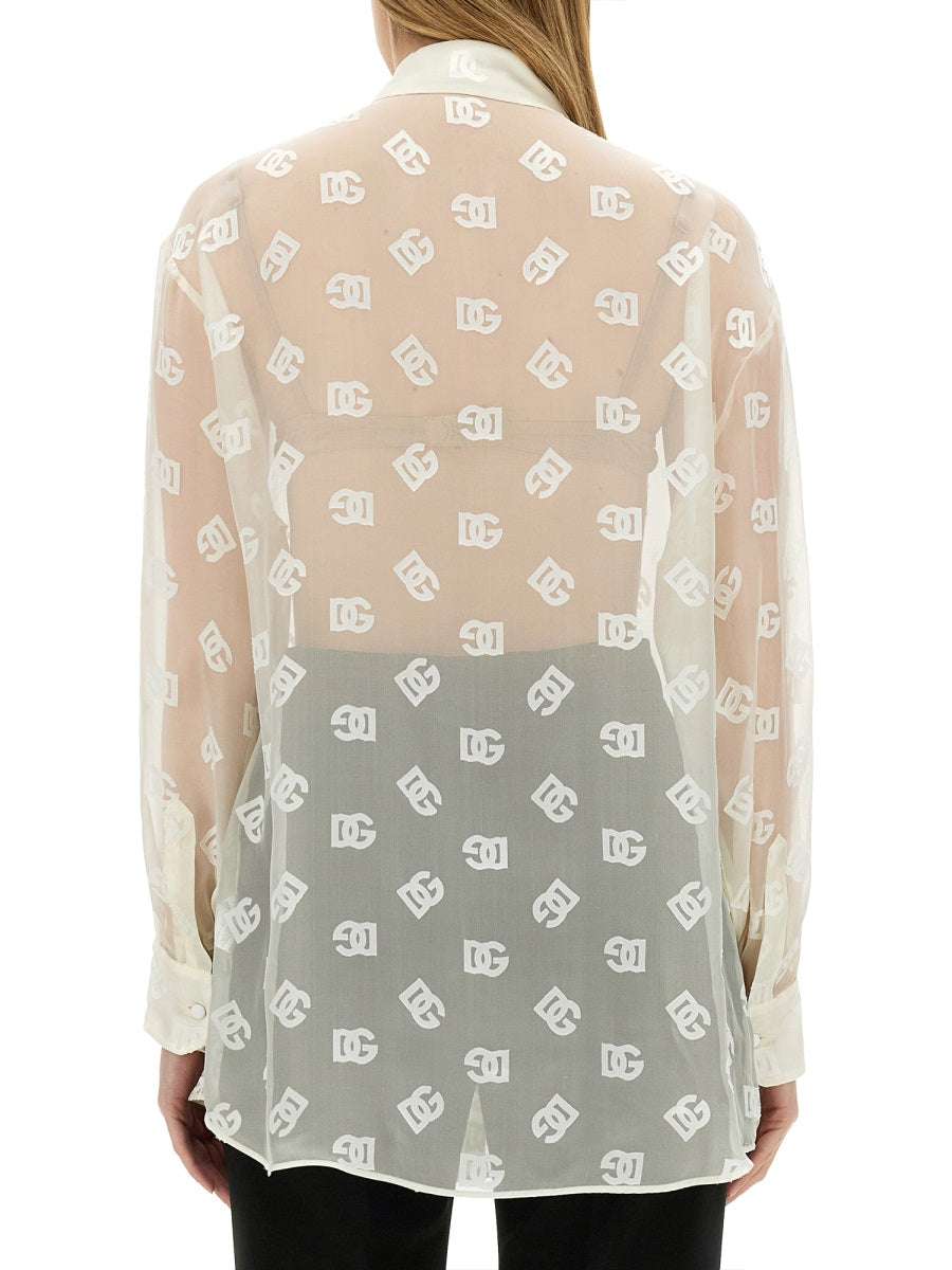 DOLCE & GABBANA DG All Over Silk Blend Shirt - Size 42