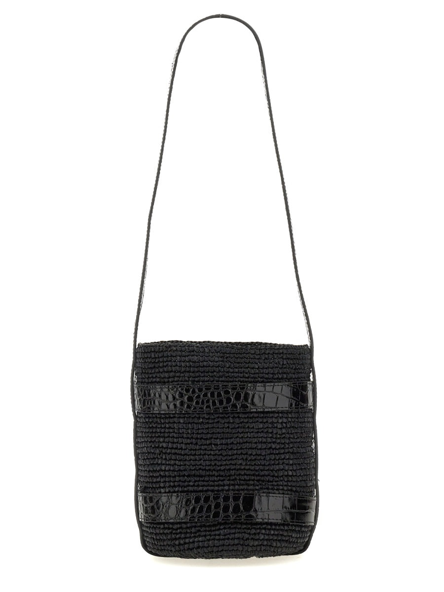 MANEBI Mini Raffia Bucket Handbag
