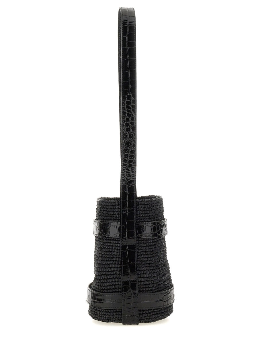 MANEBI Mini Raffia Bucket Handbag