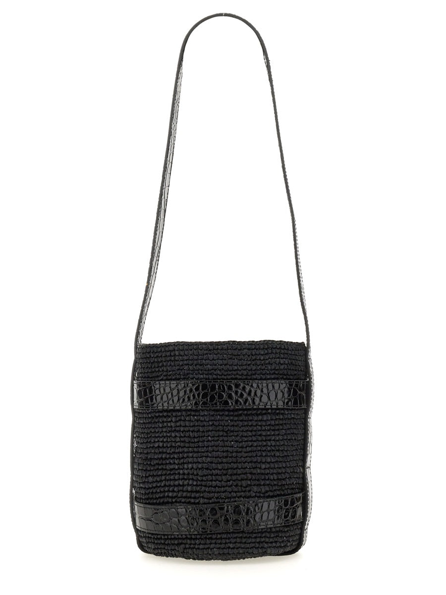 MANEBI Mini Raffia Bucket Handbag