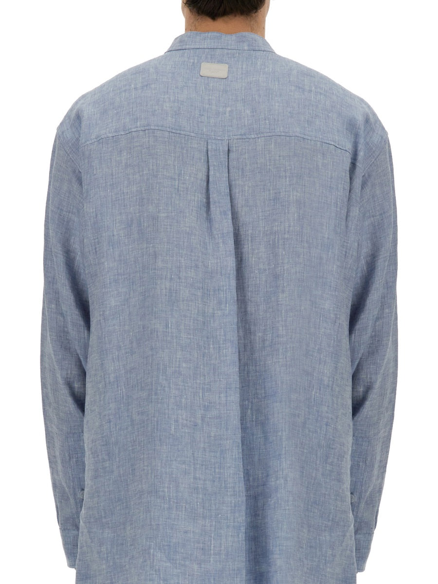 DOLCE & GABBANA Oversized Linen Shirt with Mandarin Collar - Size 40