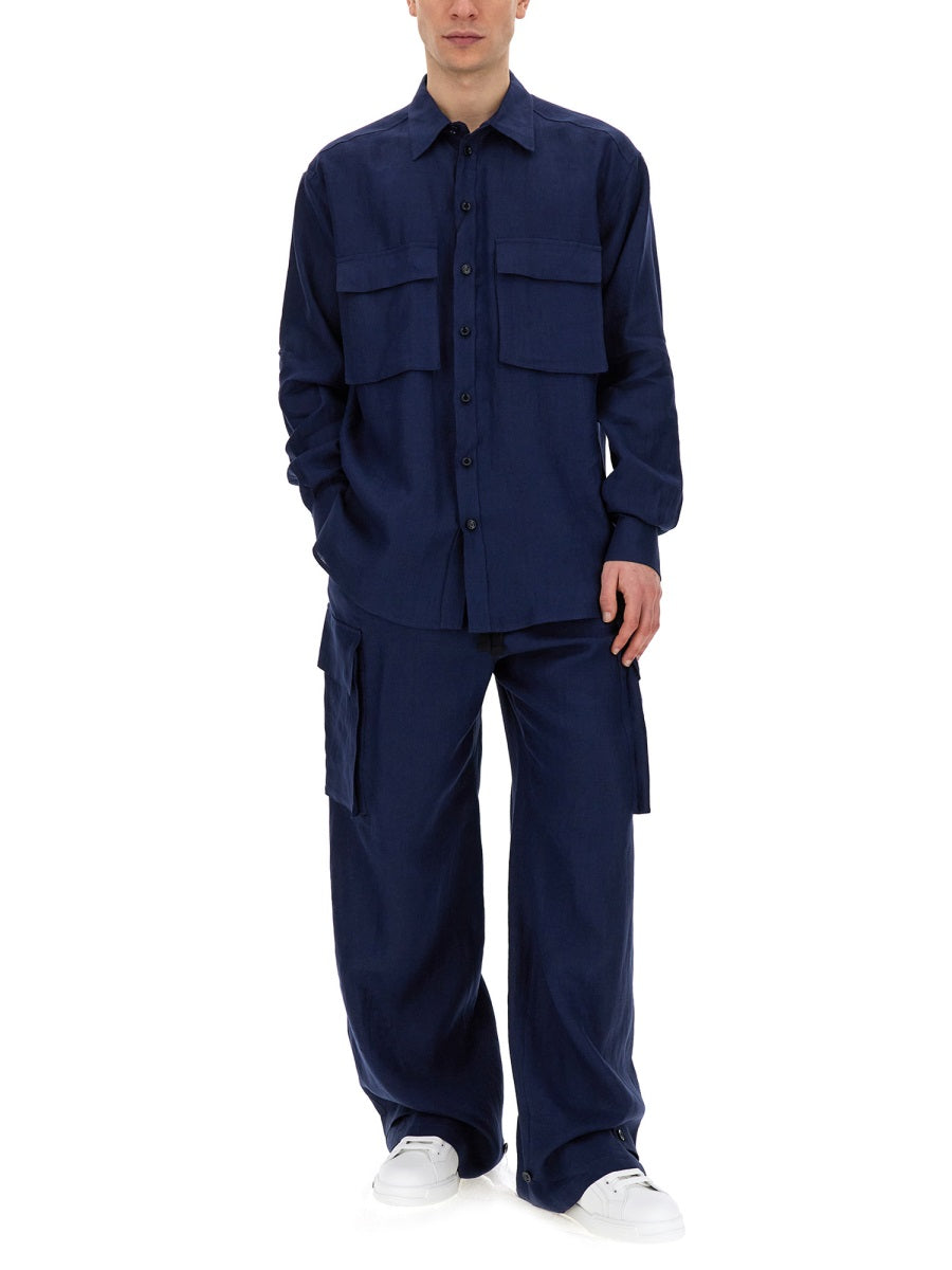 DOLCE & GABBANA Oversize Linen Shirt with Pockets - Size L