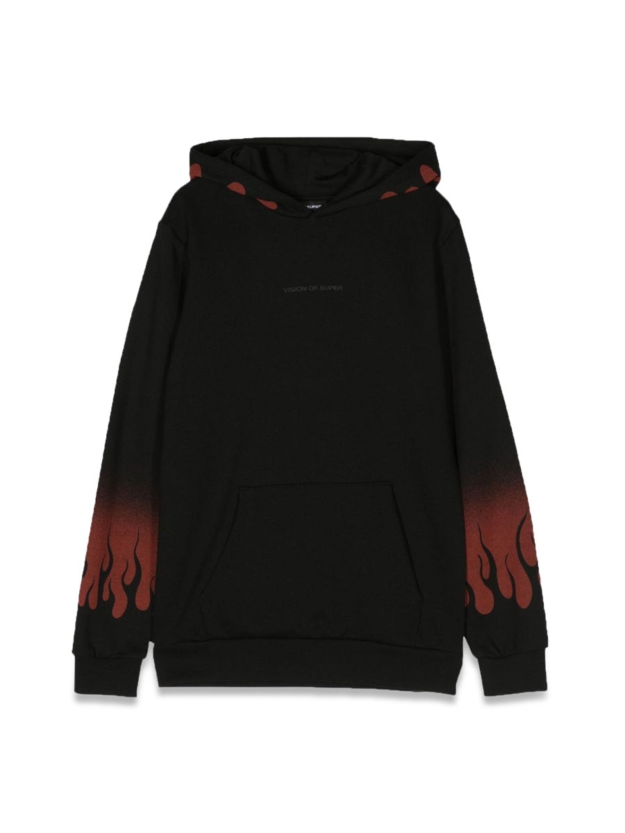 VISION OF SUPER Teen Mini Hoodie with Bold Flame Design