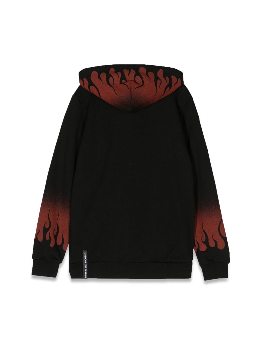 VISION OF SUPER Teen Mini Hoodie with Bold Flame Design
