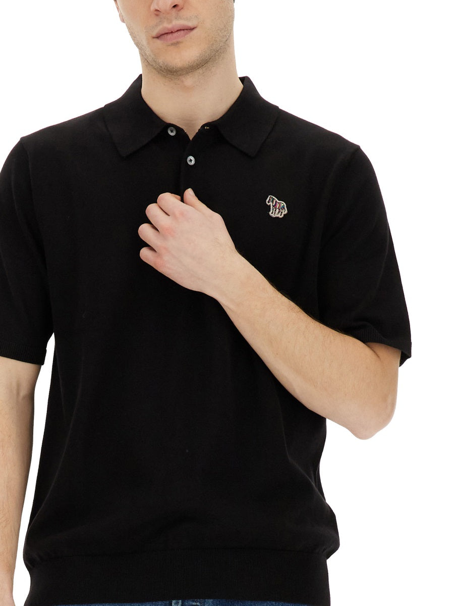 PS BY PAUL SMITH Organic Cotton Polo Shirt with Zebra Patch - Regular Fit