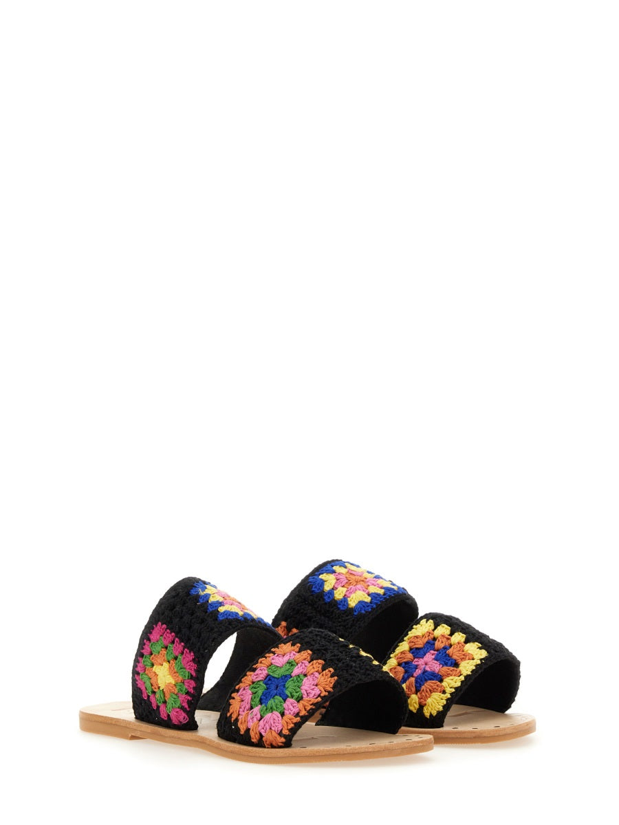 MANEBI Cotton Crochet Sandals with Jute Bands