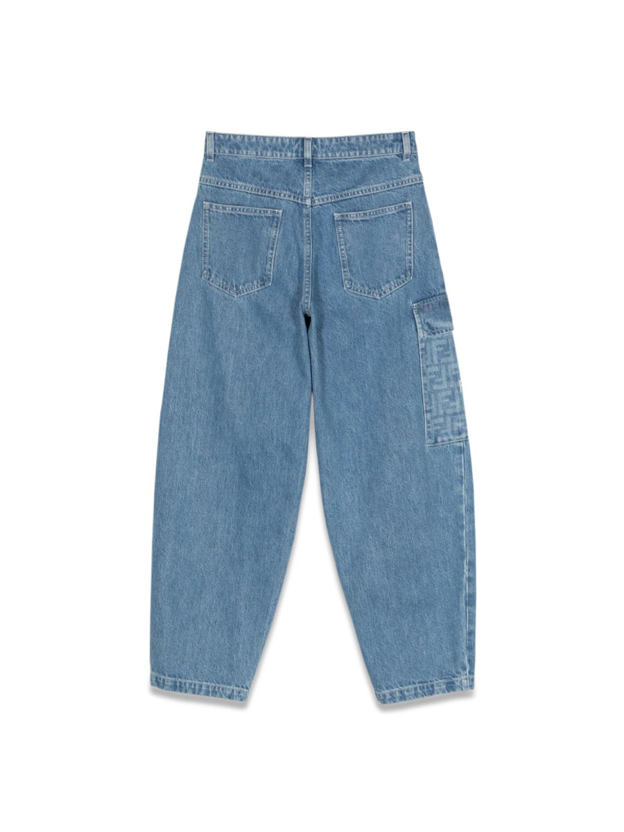 FENDI Washed Denim Mini Pants for Girls