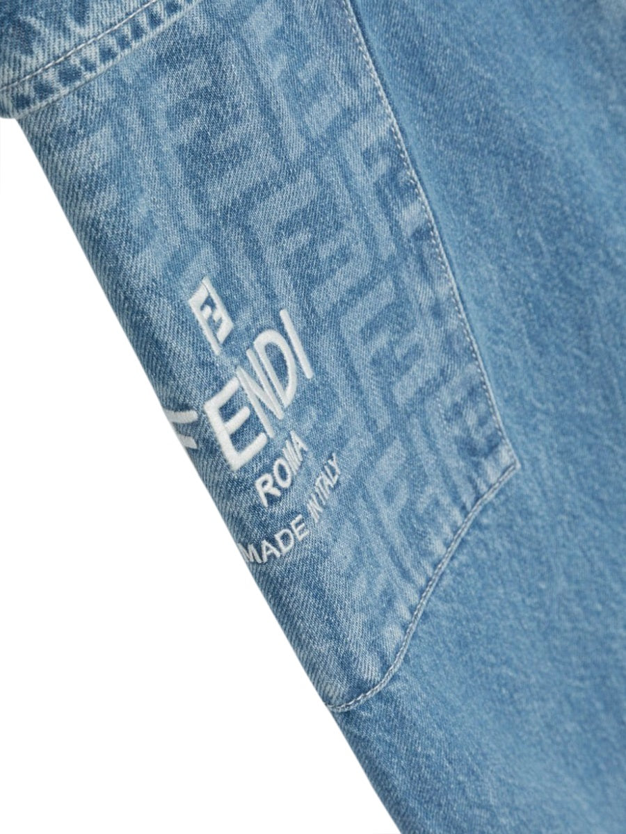 FENDI Washed Denim Mini Pants for Girls