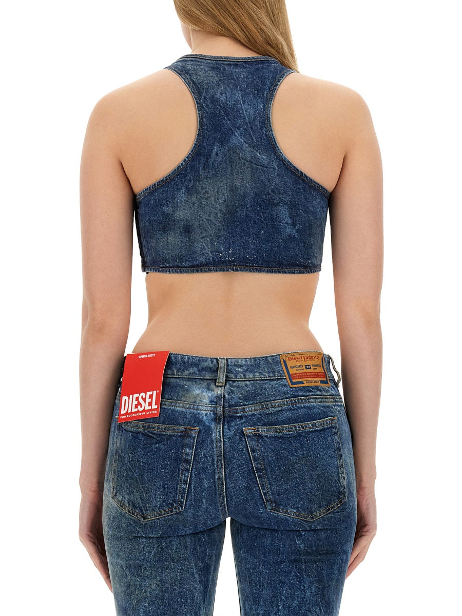 DIESEL Logo-Embellished Denim Tops for Women - Size S