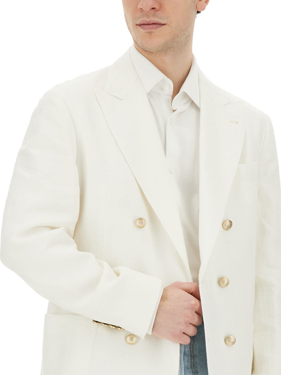 BRUNELLO CUCINELLI Double-Breasted Linen Jacket for Men - Size 50 IT