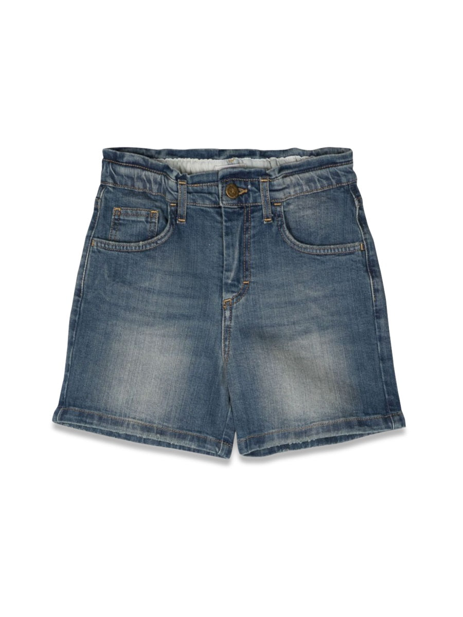 GOLDEN GOOSE Mini Girls' Elasticated Waist Denim Shorts with Heart Pocket