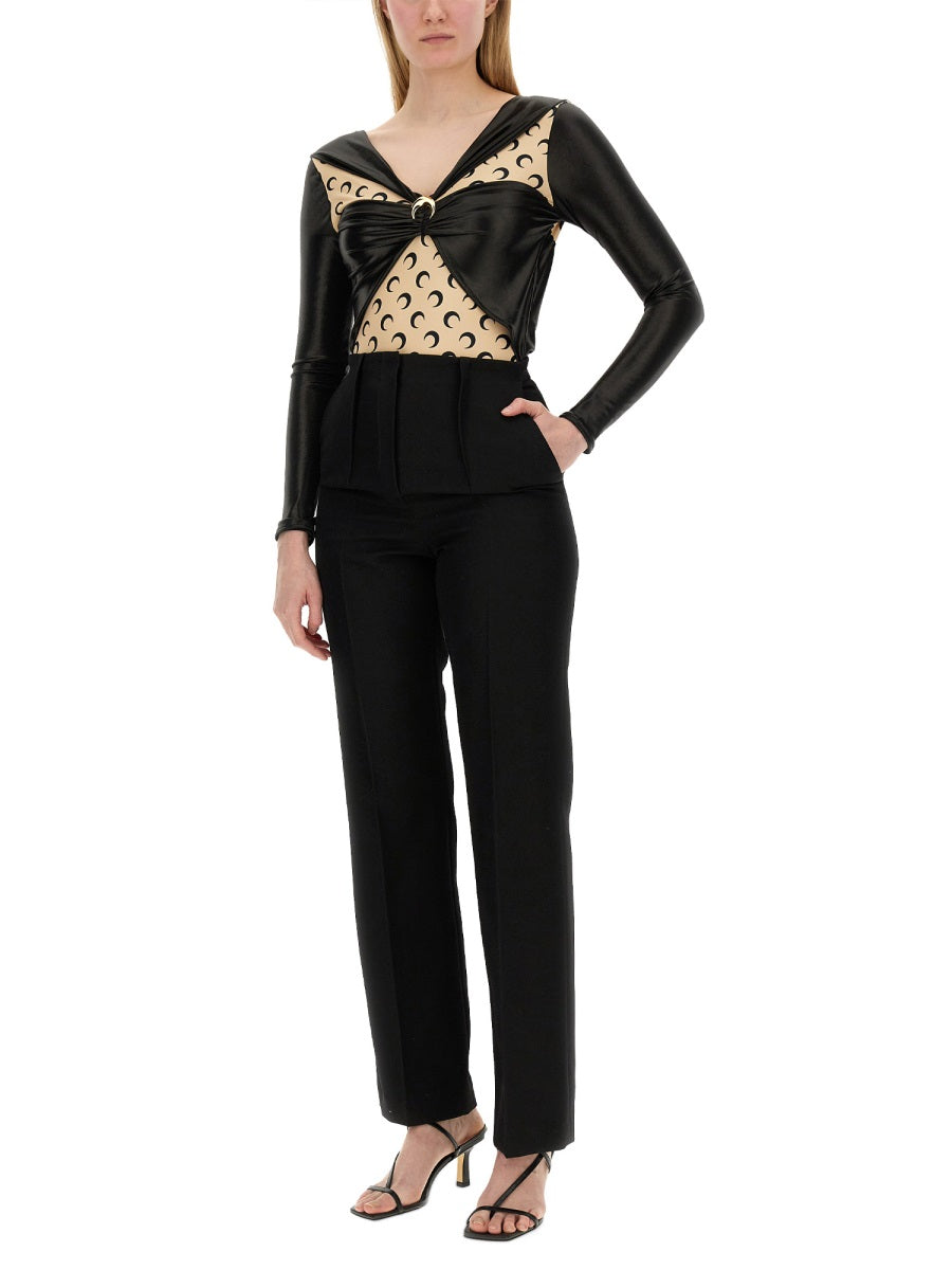 MARINE SERRE Draped Bodysuit - Slim Fit for Effortless Elegance