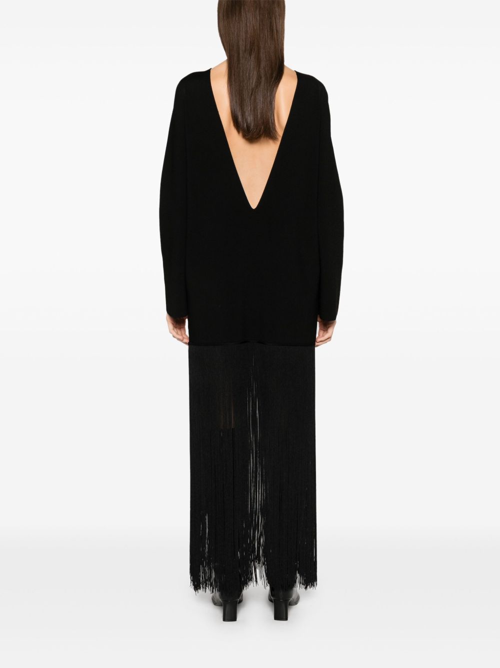 KHAITE Fringed Mini Dress with V-Back for Women