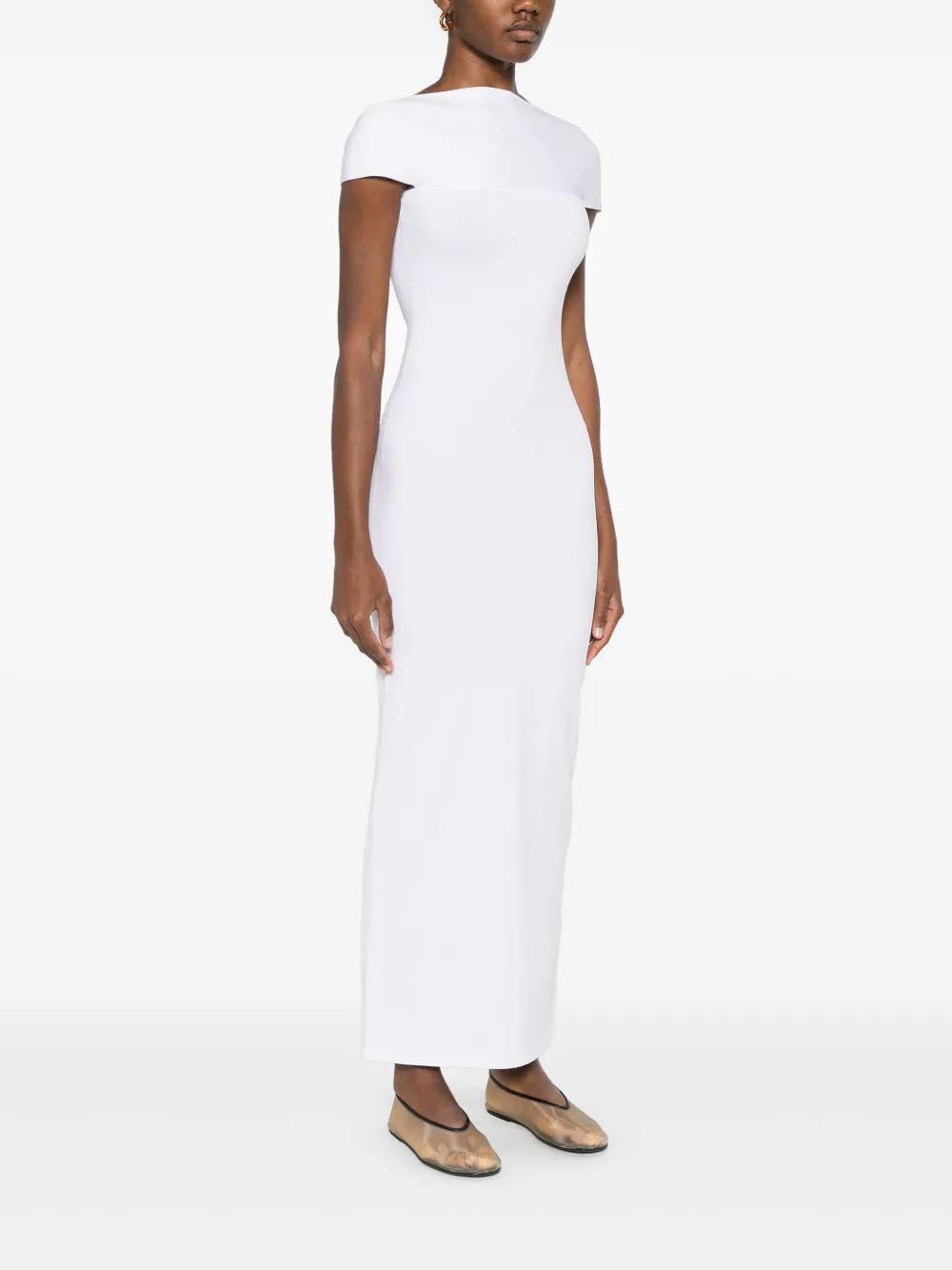 KHAITE Long Basile Dress with Contrast Neckline