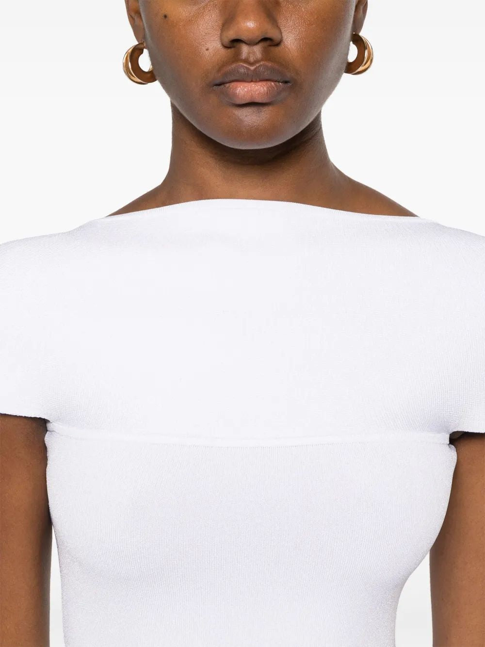 KHAITE Long Basile Dress with Contrast Neckline