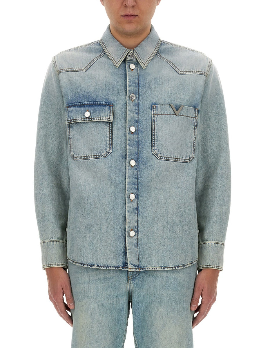 VALENTINO Denim Shirt - Size 48 IT