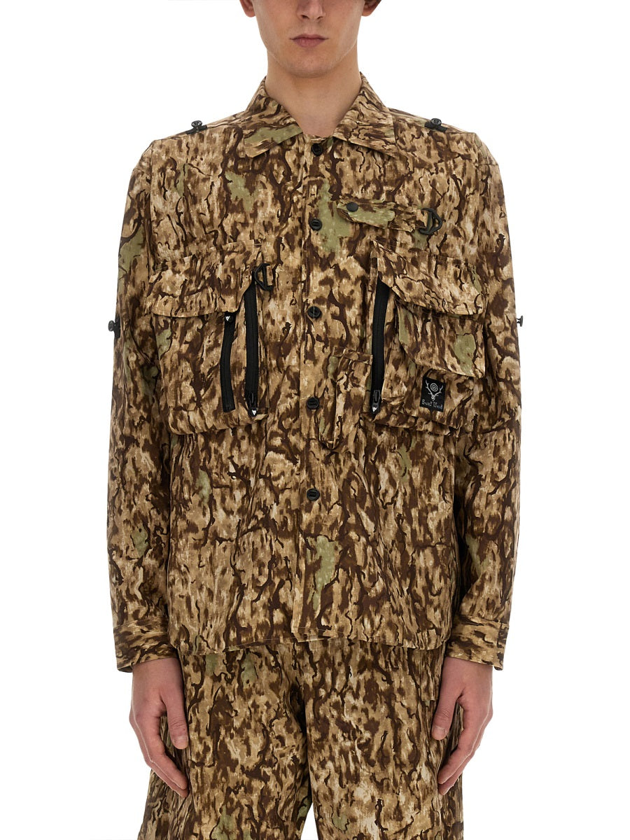 SOUTH2 WEST8 Oversized Camouflage Print Jacket - Size L