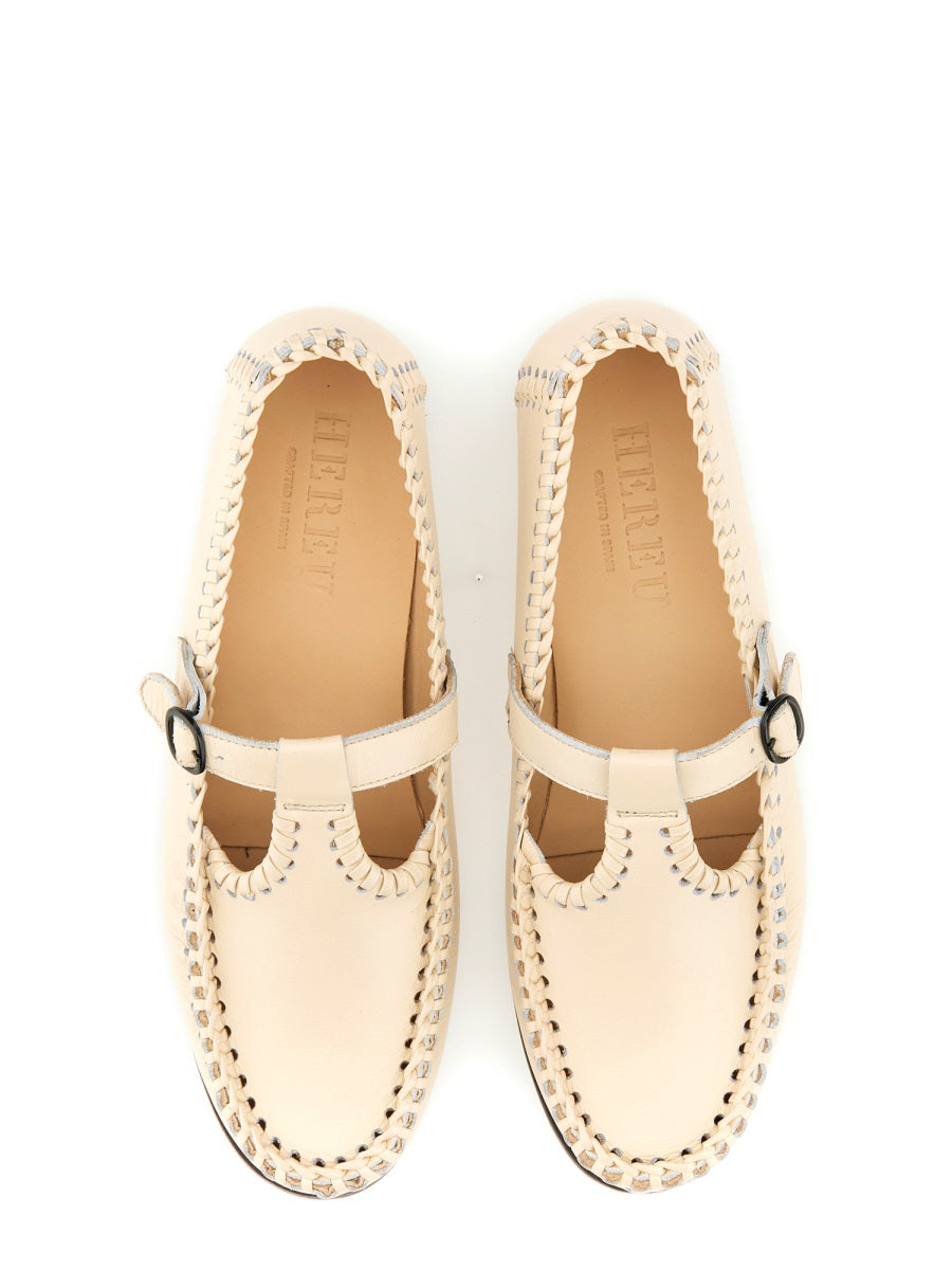 HEREU Elegant Moccasin T-Bar Loafers for Women