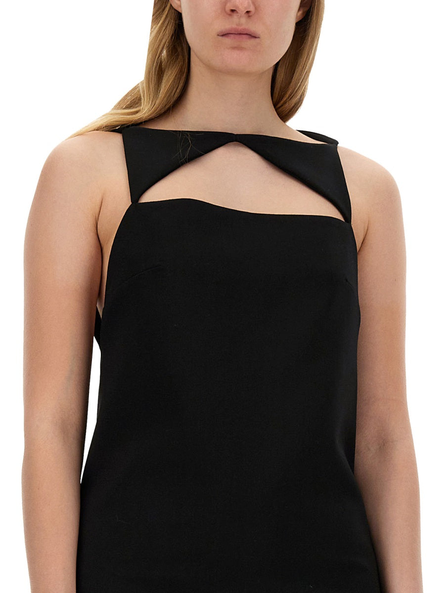 VERSACE Wool Blend Straight Mini Dress with Cut-Out - Size 40