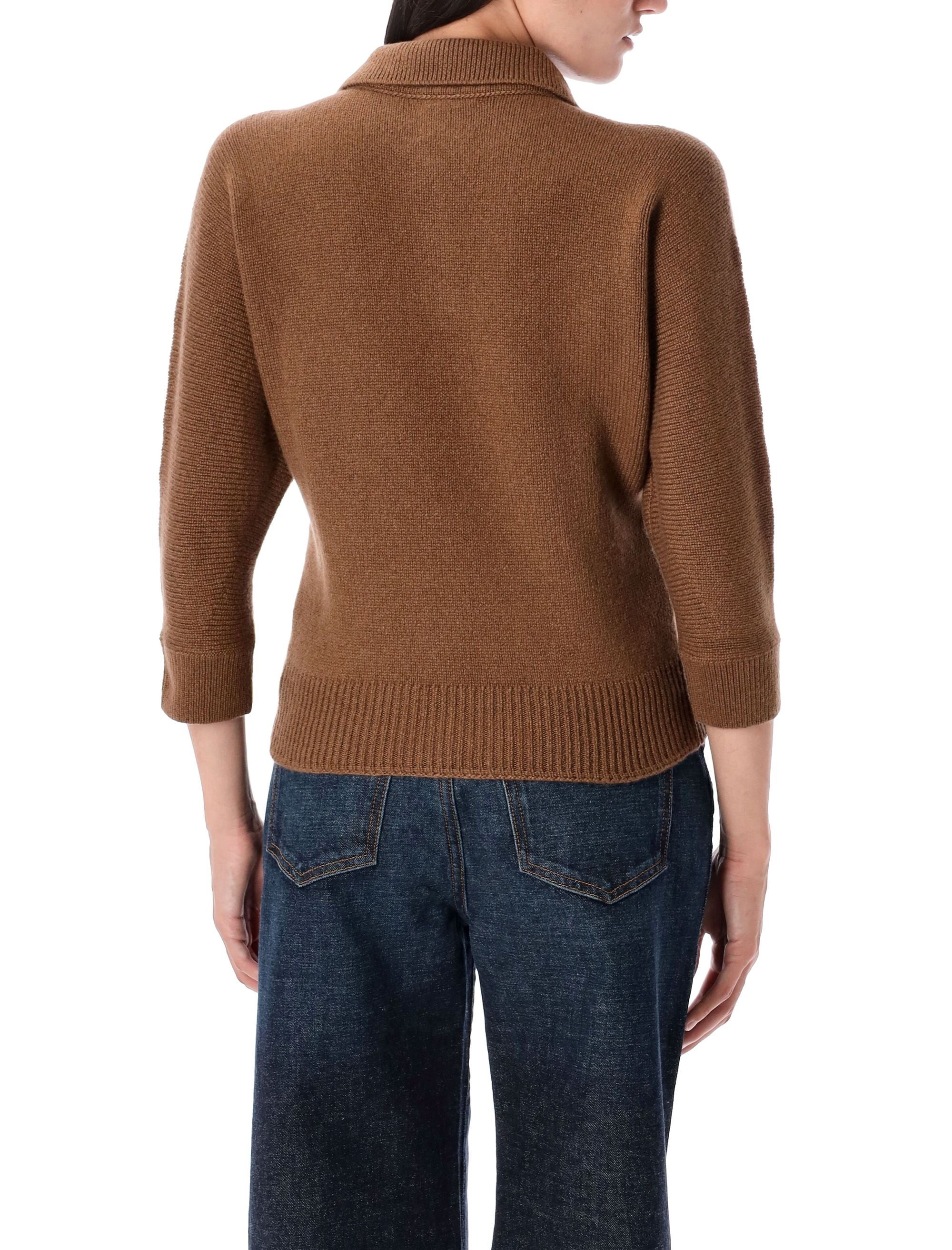 KHAITE Cashmere Open Polo Collar Sweater - Size S