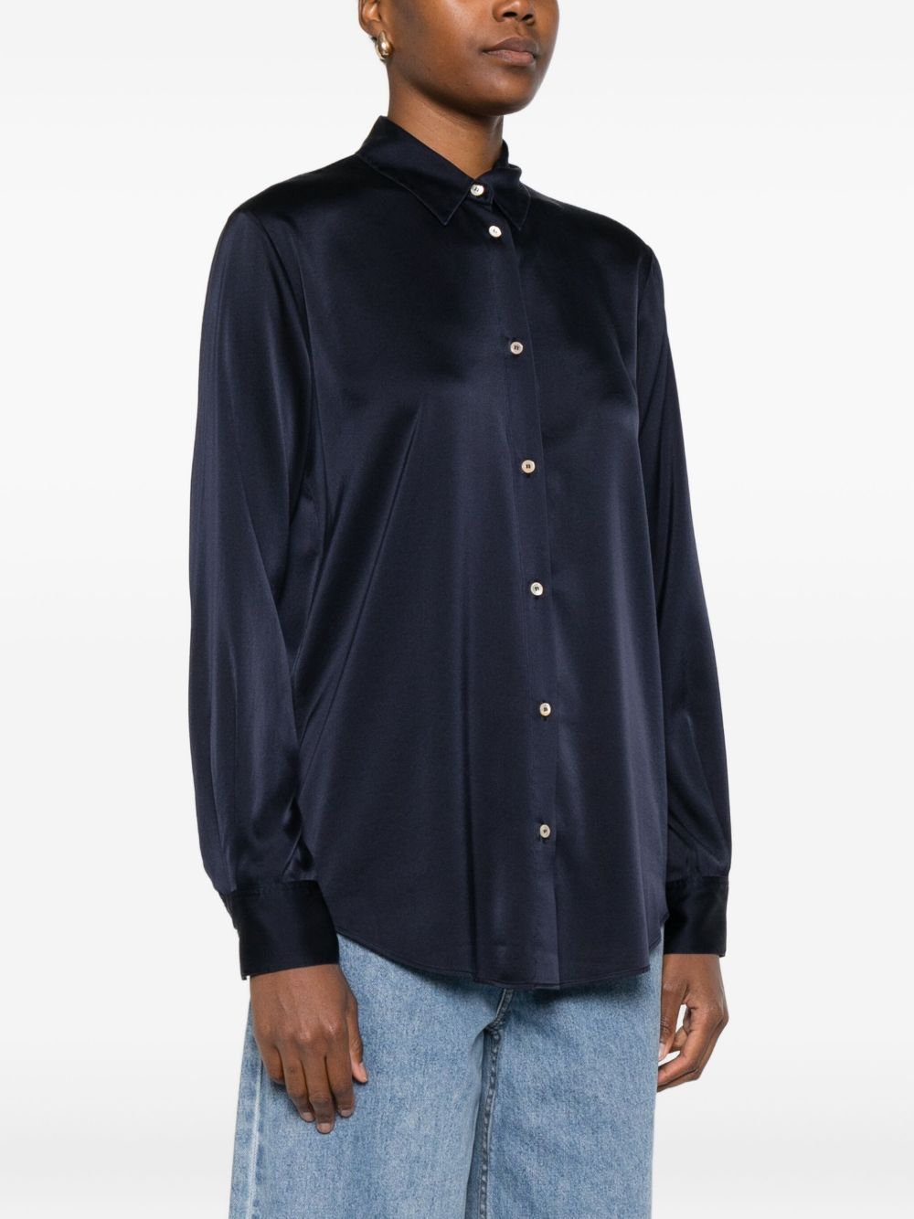 FORTE FORTE Elegant Silk-Blend Long Sleeve Shirt