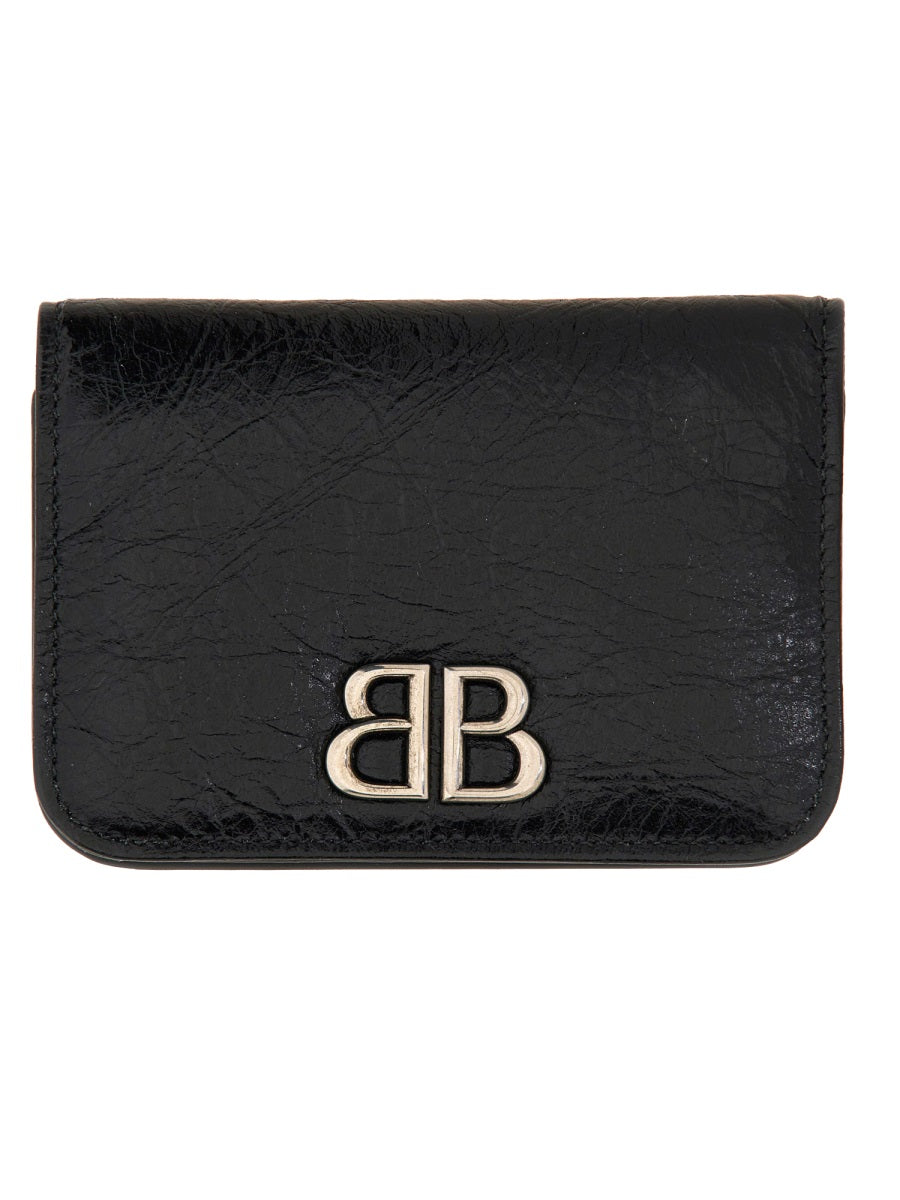 BALENCIAGA Mini Domestic Lamb Leather Card Holder
