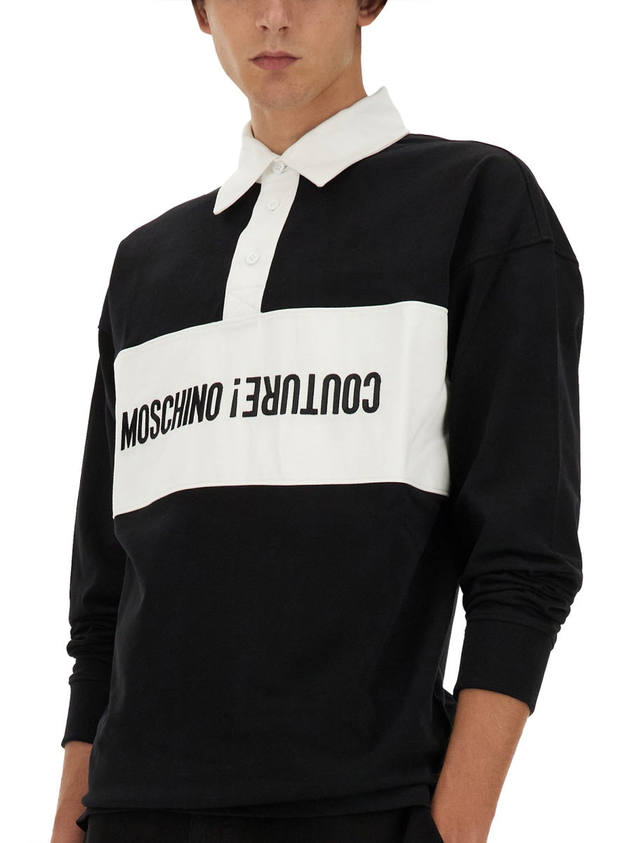 MOSCHINO Upside Down Logo Polo Shirt - Size 48 IT