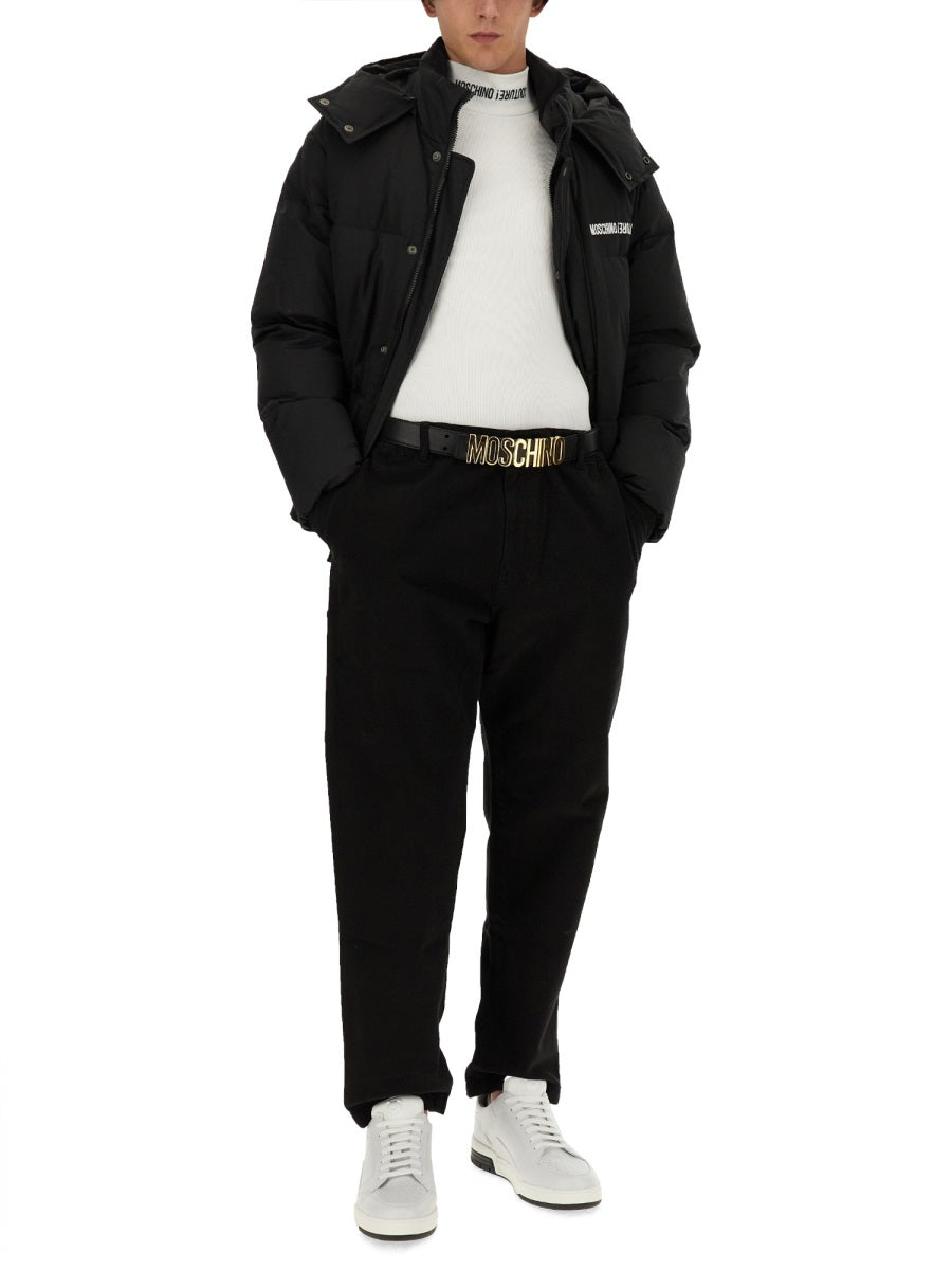 MOSCHINO Men's Down Jacket with Logo - Size 48 IT