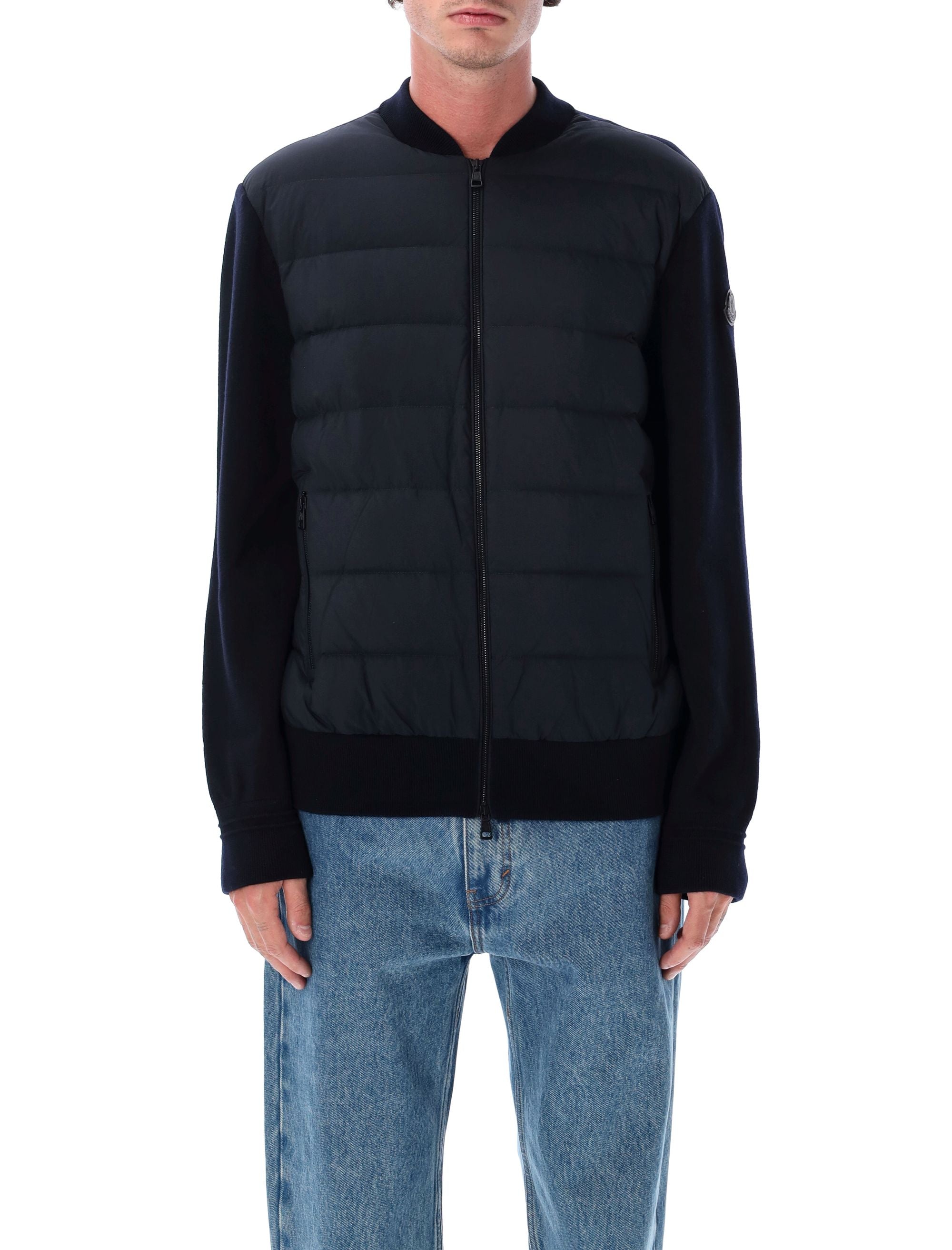 MONCLER Men's Wool Cardigan with Padded Front - Size L