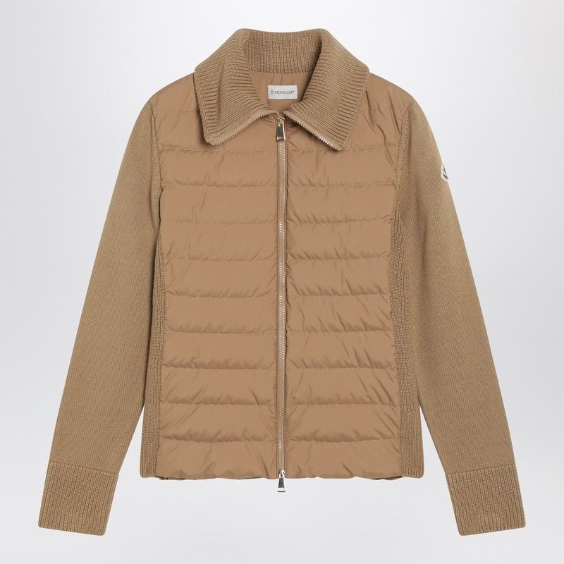 MONCLER Padded Wool Cardigan with Logo Patch - Women