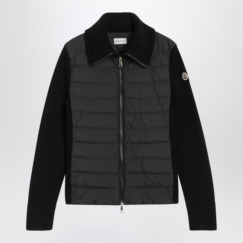 MONCLER Padded Wool Cardigan with Logo Patch - FW25