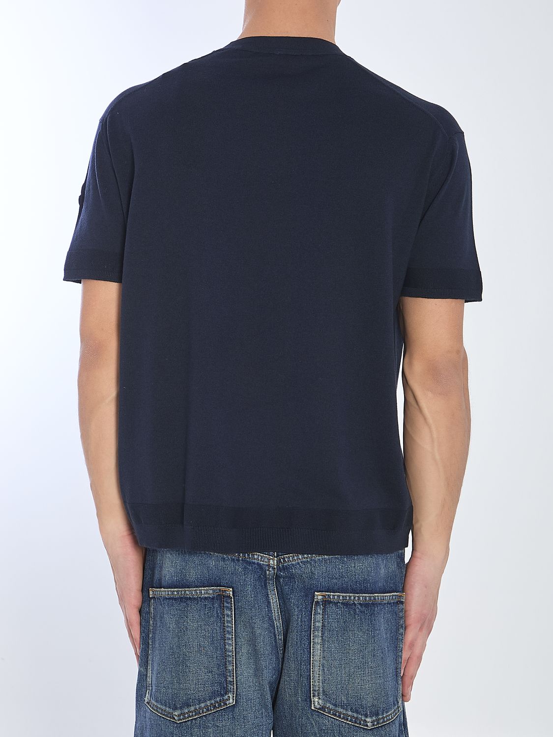 MONCLER Men's Short-Sleeved Crewneck Knit T-Shirt - Size L