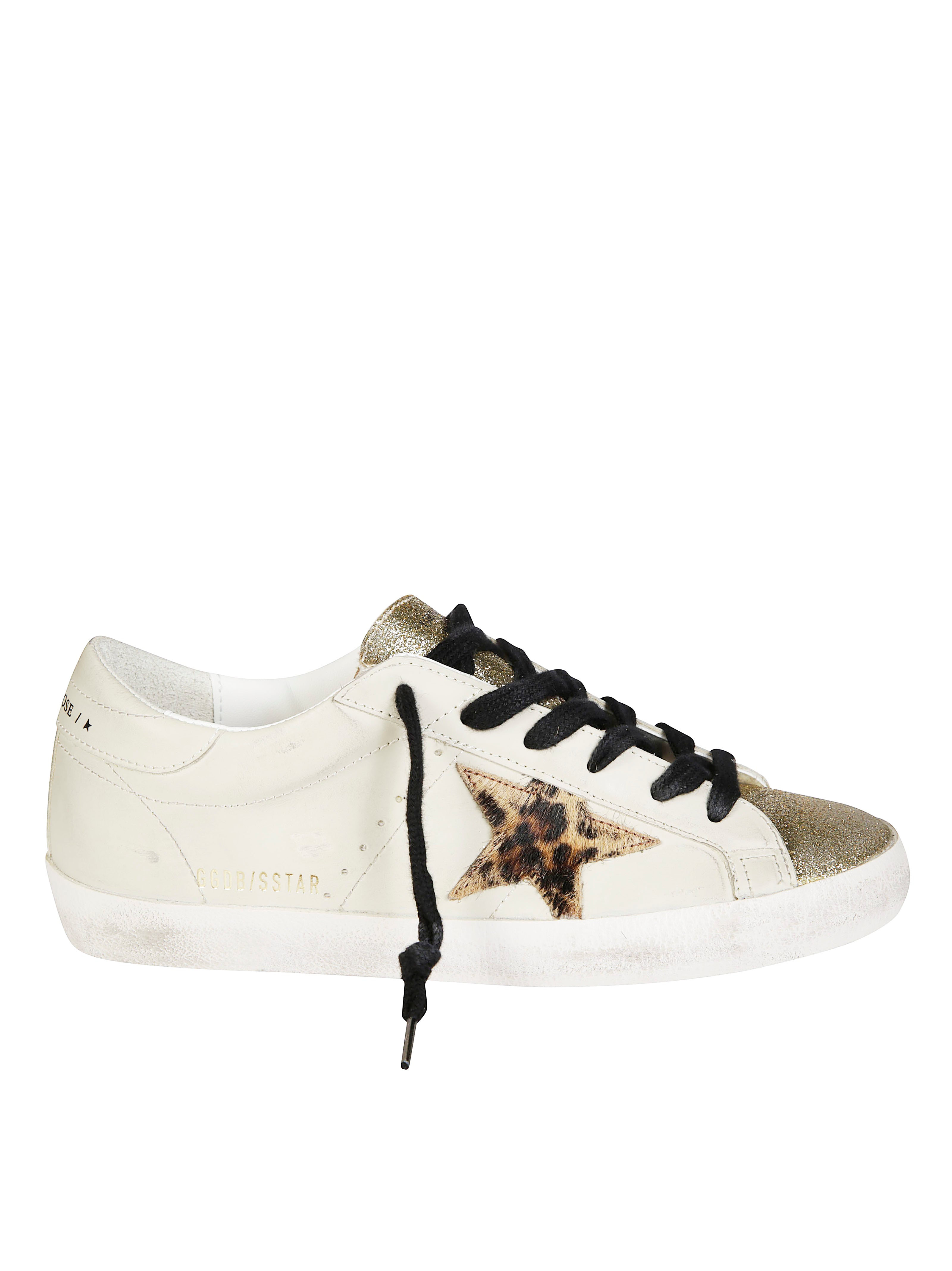 GOLDEN GOOSE Glittered Superstar Leather Upper Sneakers for Men