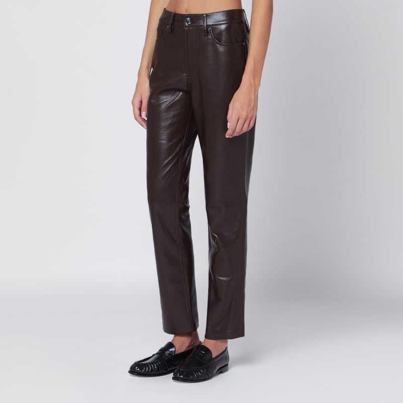 ANINE BING Regenerated Leather Trousers - Straight Leg Design, High Waist