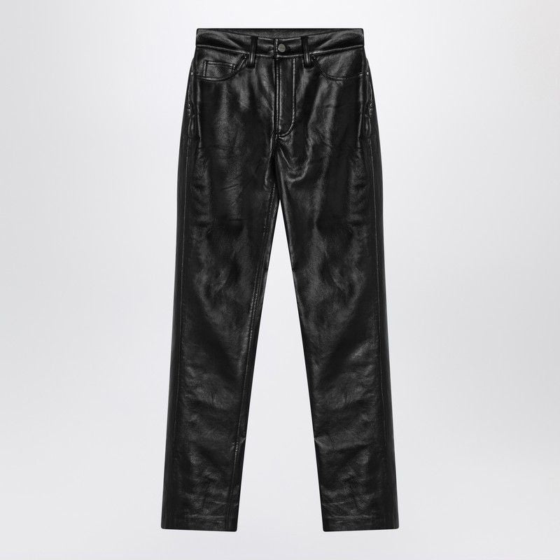 ANINE BING High-Waisted Straight-Leg Trousers in Regenerated Leather - Size 26