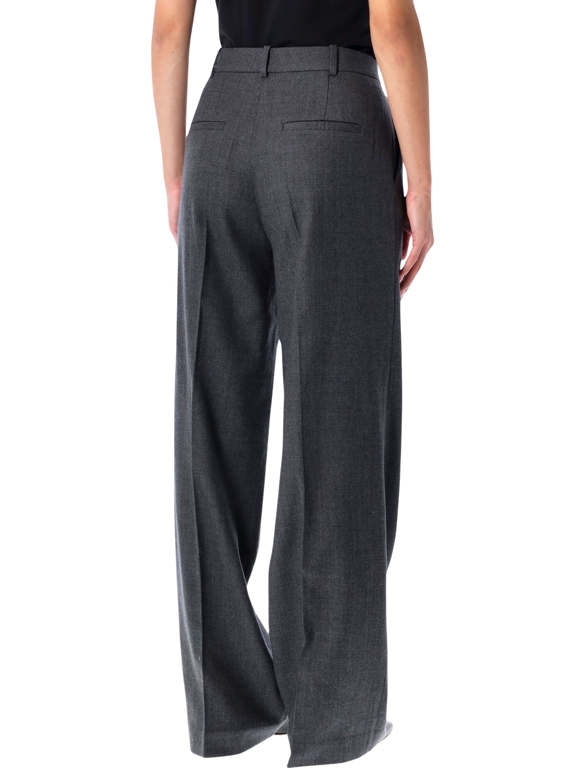 ANINE BING Wide-Leg Wool Trousers - Women's Size S