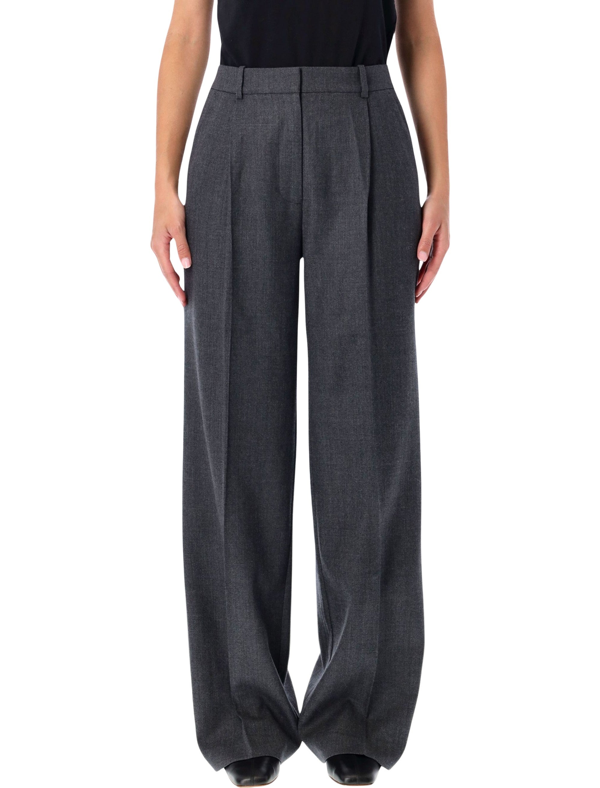 ANINE BING Wide-Leg Wool Trousers - Women's Size S