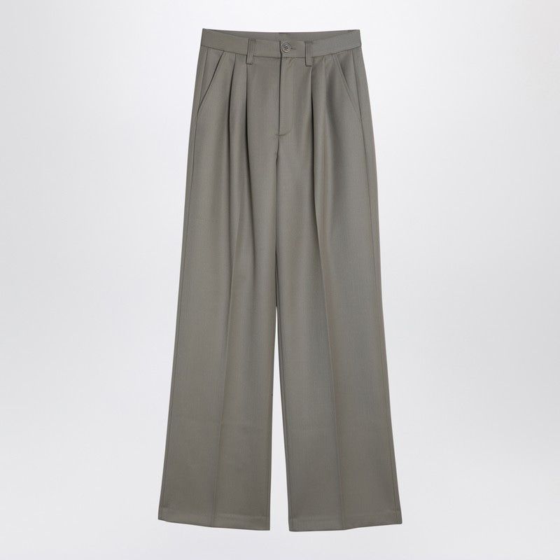 ANINE BING Chic Wool Trousers with Front Zip and Button Fastening