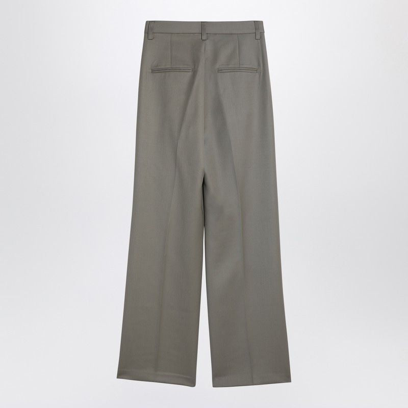 ANINE BING Chic Wool Trousers with Front Zip and Button Fastening