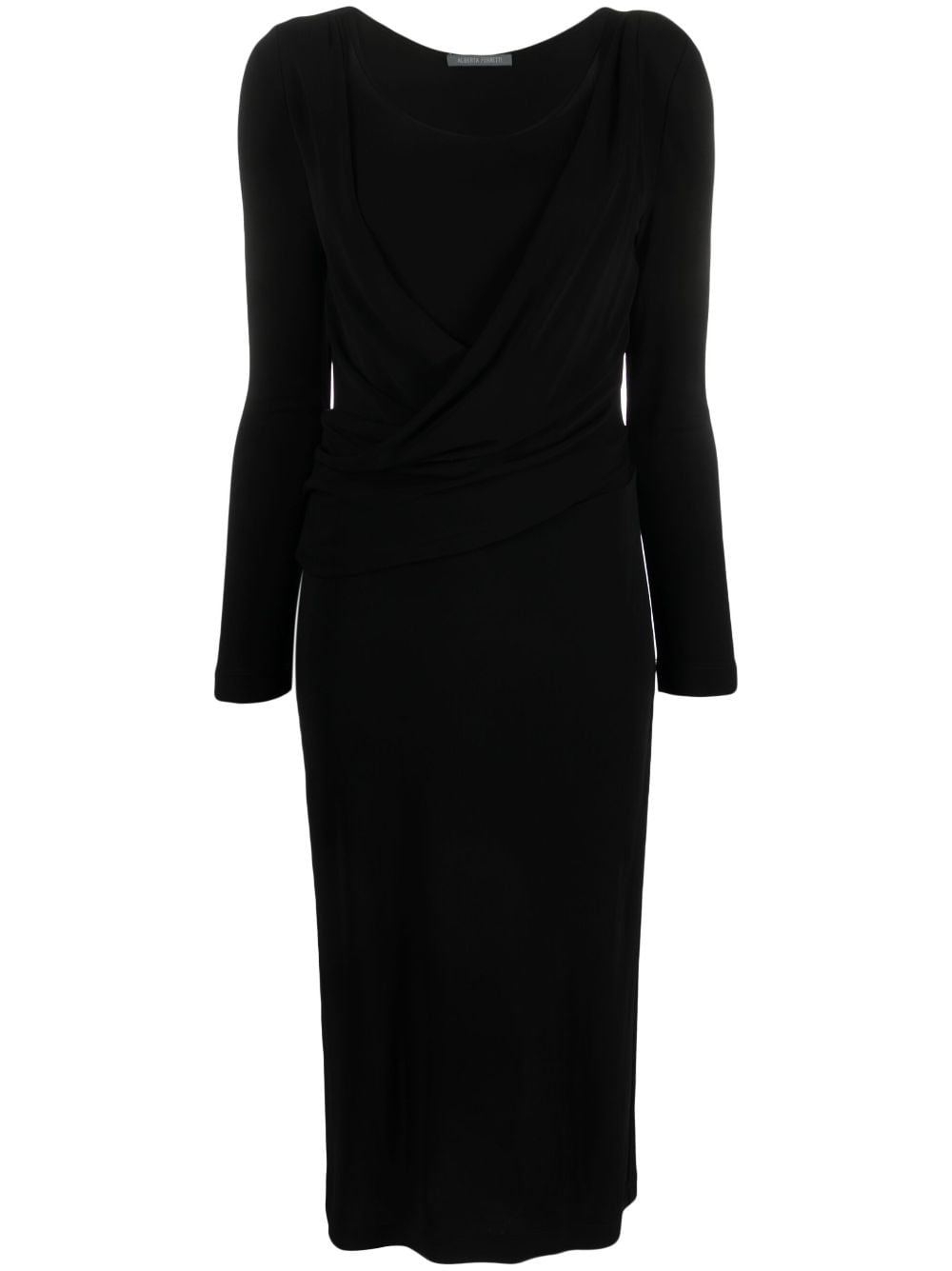 ALBERTA FERRETI Long Sleeves V Neck Midi Dress