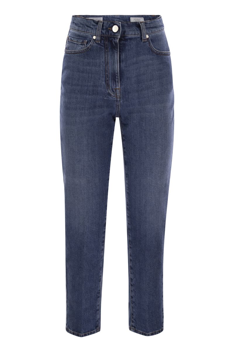 PESERICO High-Waisted Stretch Denim Trousers for Women