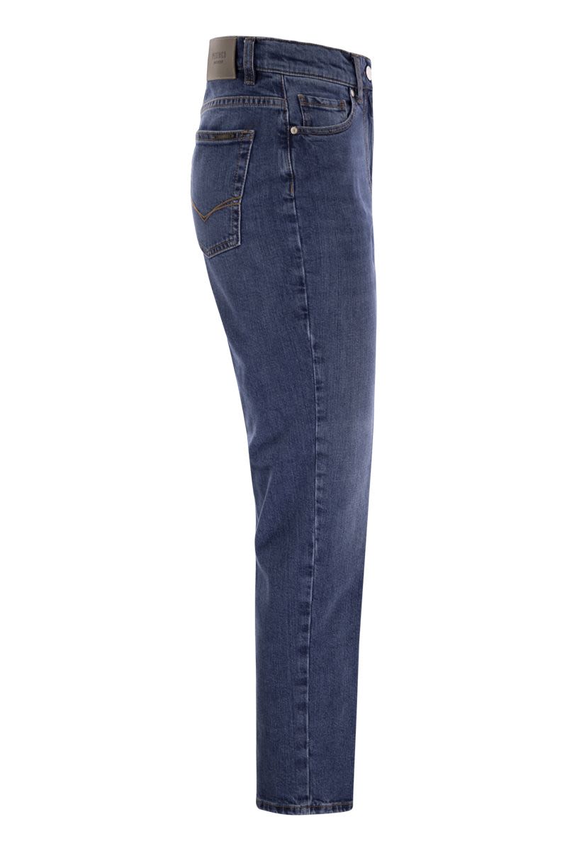 PESERICO High-Waisted Stretch Denim Trousers for Women