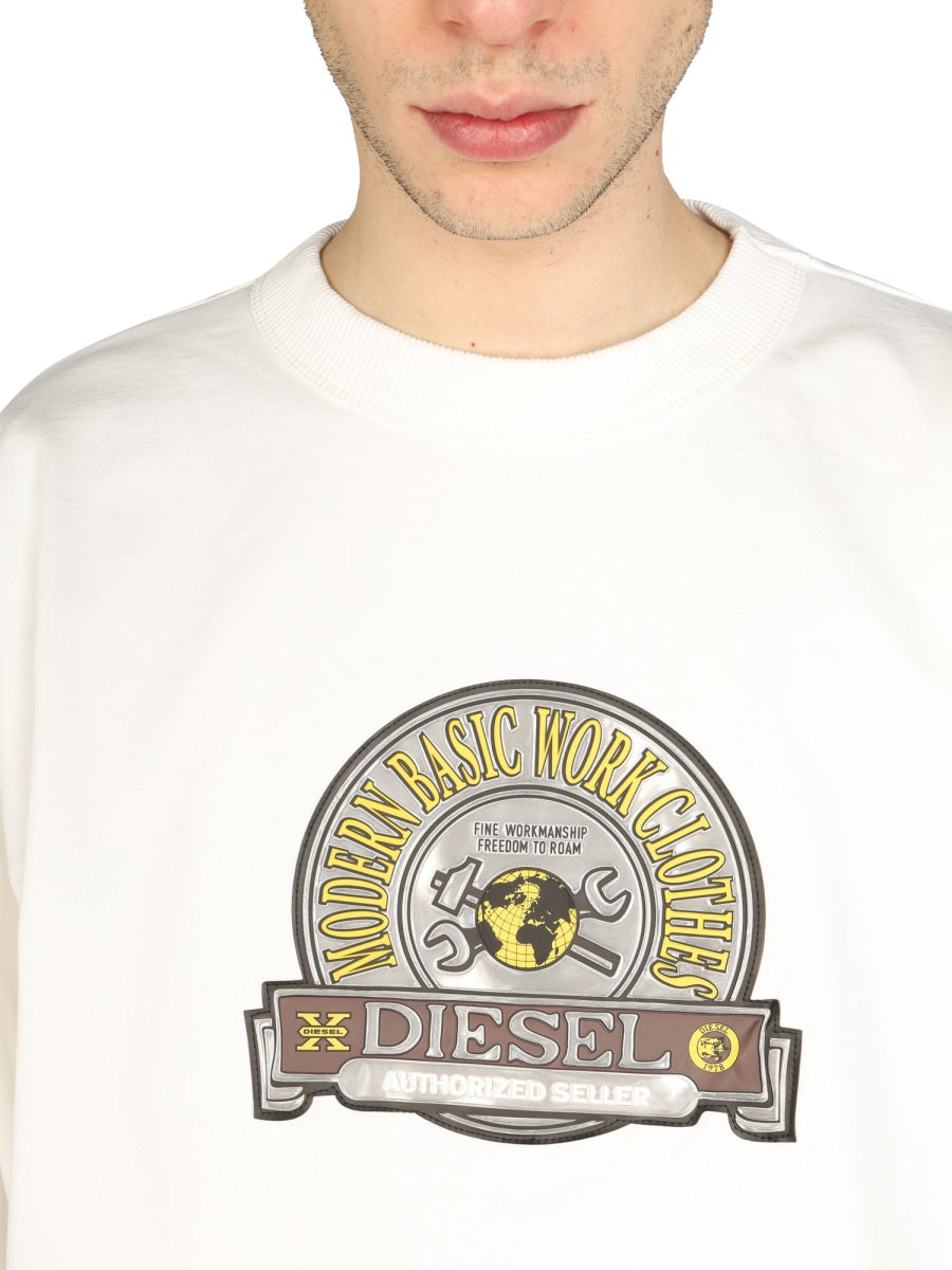 DIESEL Logo Patch Crew Neck Sweatshirt
