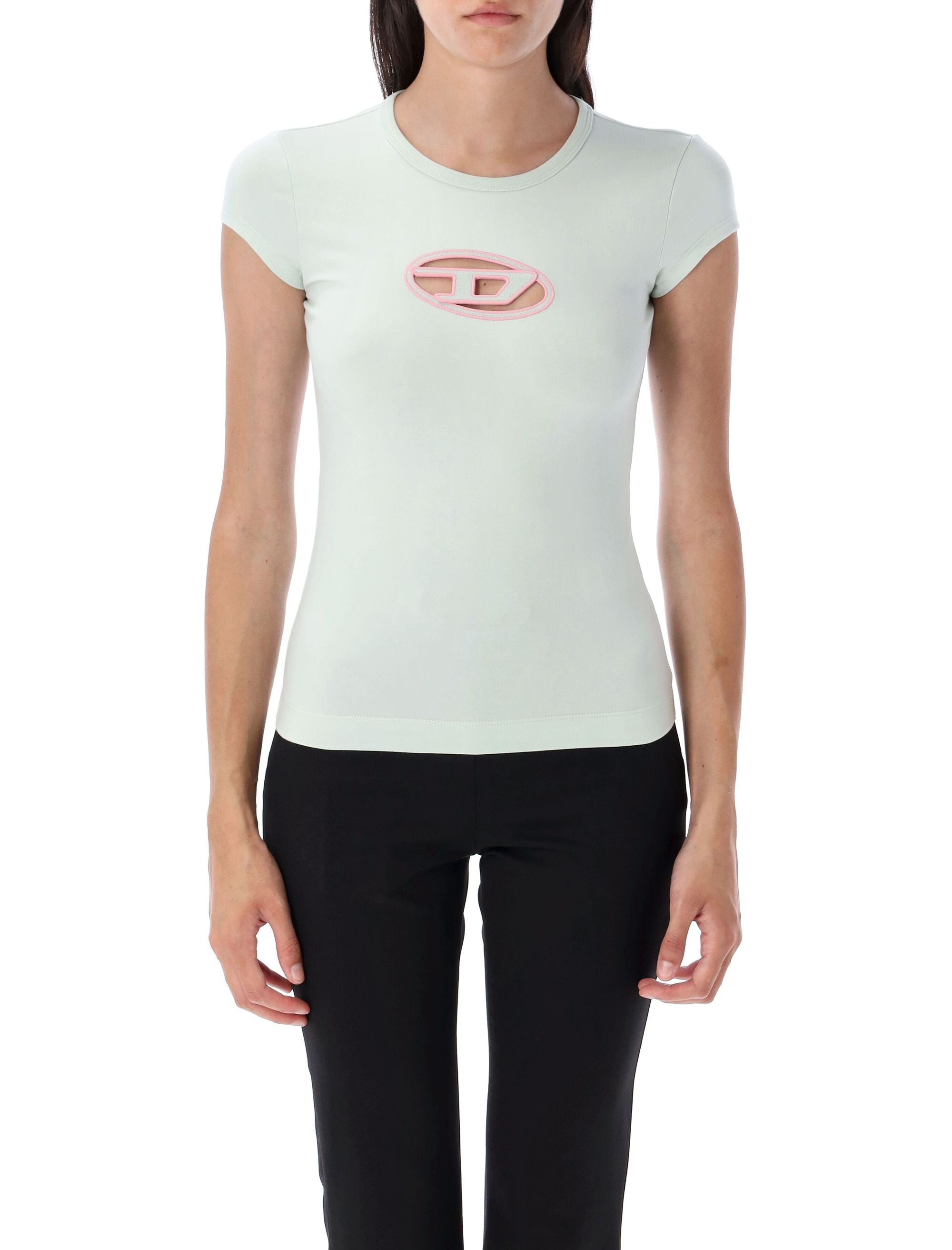 DIESEL Women’s Crew-Neck T-Shirt with Front Detail
