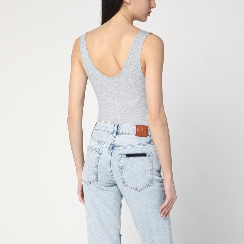 ANINE BING Mini Ribbed Sleeveless Bodysuit