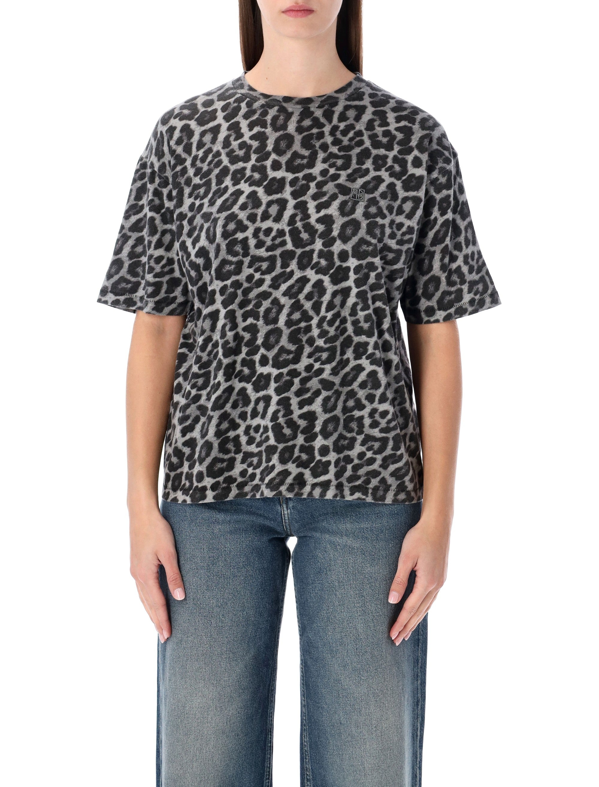 ANINE BING Cohen Mini Leopard Print Cotton Tee